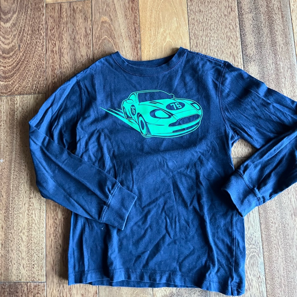 Gymboree Navy Long Sleeve Shirt with Car Graphic